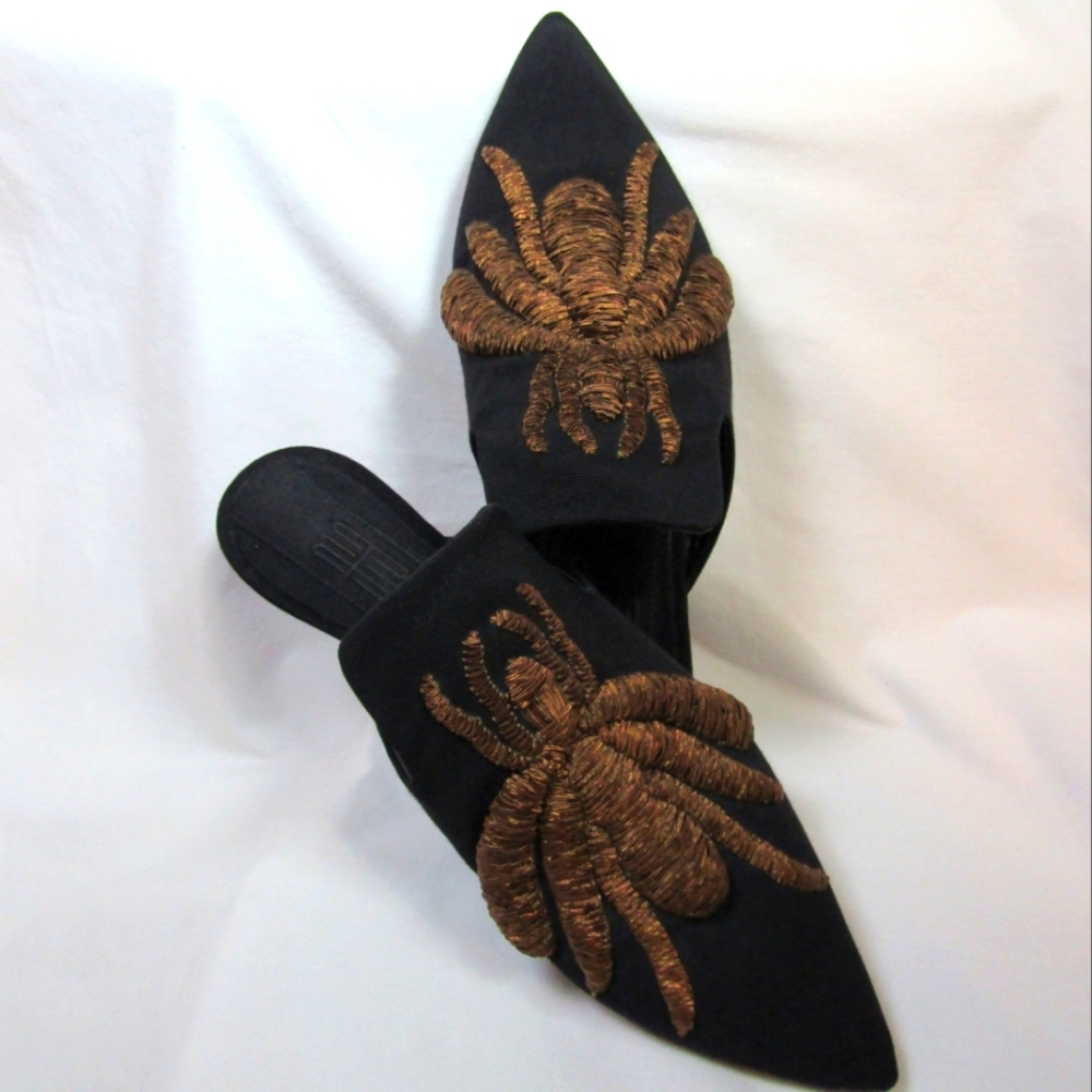 Sanayi 313 Ragno Black Satin Mule Sz 9